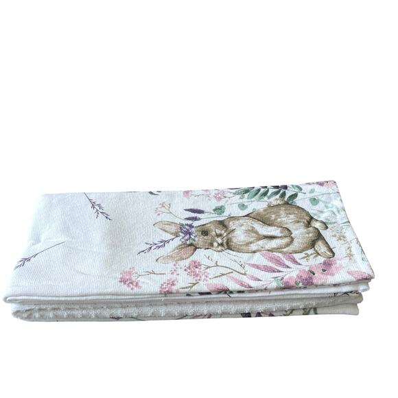 TAHARI HOME Kitchen Towels 3pk Easter Bunny Rabbit Spring Floral 18" X 28" New - Picture 16 of 16